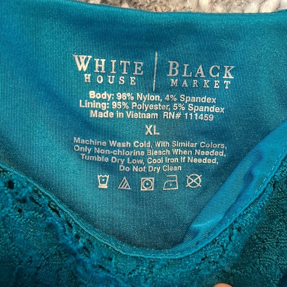 WHBM women’s teal lace tank top. Looks great dress up or wear with jeans! - Picture 4 of 4